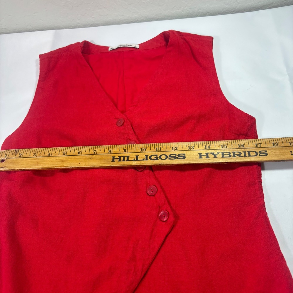 Abercrombie & Fitch Women Red Linen Blend Asymmetrical Button Vest Top Small - Picture 6 of 7